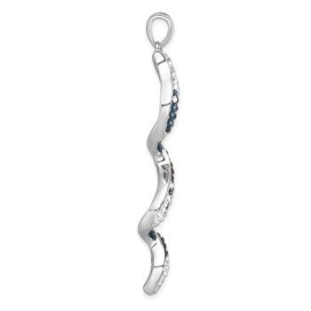 Sterling Silver Rhodium-Plated Polished Long Crystal Twirl Wave Pendant — alternate view