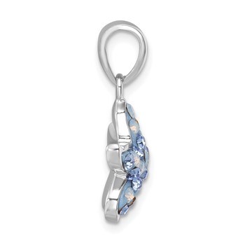 Sterling Silver Rhodium-plated Polished Blue Crystal Starfish Pendant — alternate view