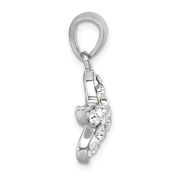 Sterling Silver Rhodium-plated Polished White Crystal Starfish Pendant — alternate view