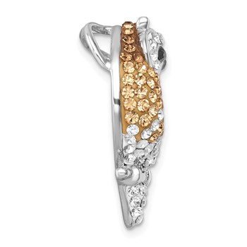 Sterling Silver Rhodium-plated Polished Crystal Owl Slide — alternate view