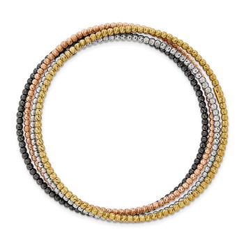 Sterling Silver D/C 4 piece & Color (RH, Y, P, BL) Bangle Set