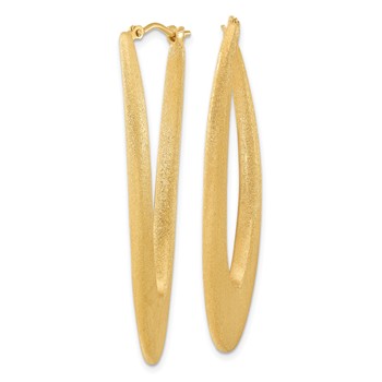 Affordable Expressions Sterling Silver Gold-plated Elongated Brushed Oval Hoops — alternate view