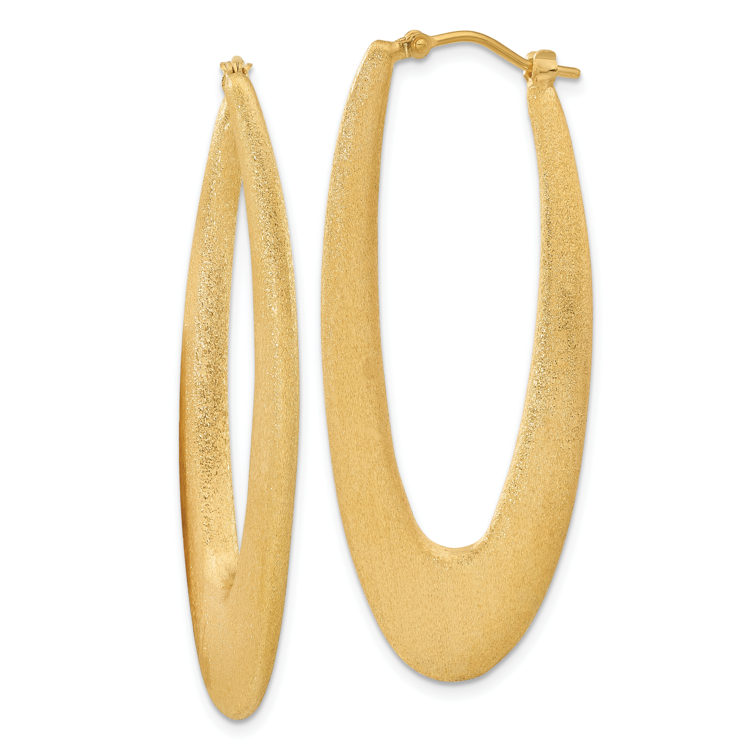 Affordable Expressions Sterling Silver Gold-plated Elongated Brushed Oval Hoops