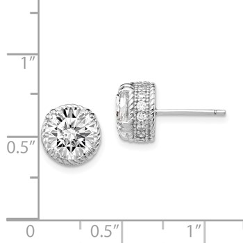 Sterling Silver Diamonique Round Stud Earring — alternate view