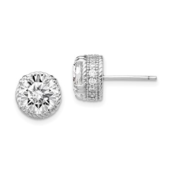 Sterling Silver Diamonique Round Stud Earring