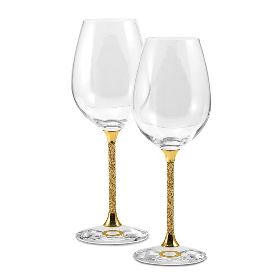 PROFESSIONAL HANDICRAFT 24K Gold Plated Brass Wine Glasses, Metal Goblet,  Champagne Flutes, Diwali, Wedding Anniversary Gift For Couple Marriage