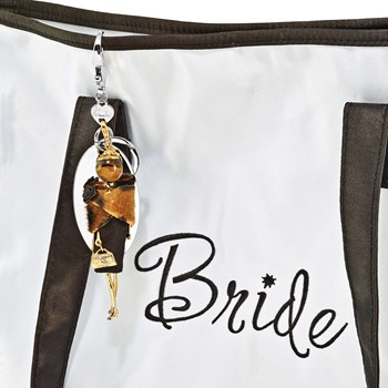 Le Amiche Gold-tone Tiger Eye Black and Tan Fur Doll Charm w/Chain — alternate view