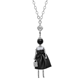Le Amiche Silver-tone Onyx Doll Charm w/Chain