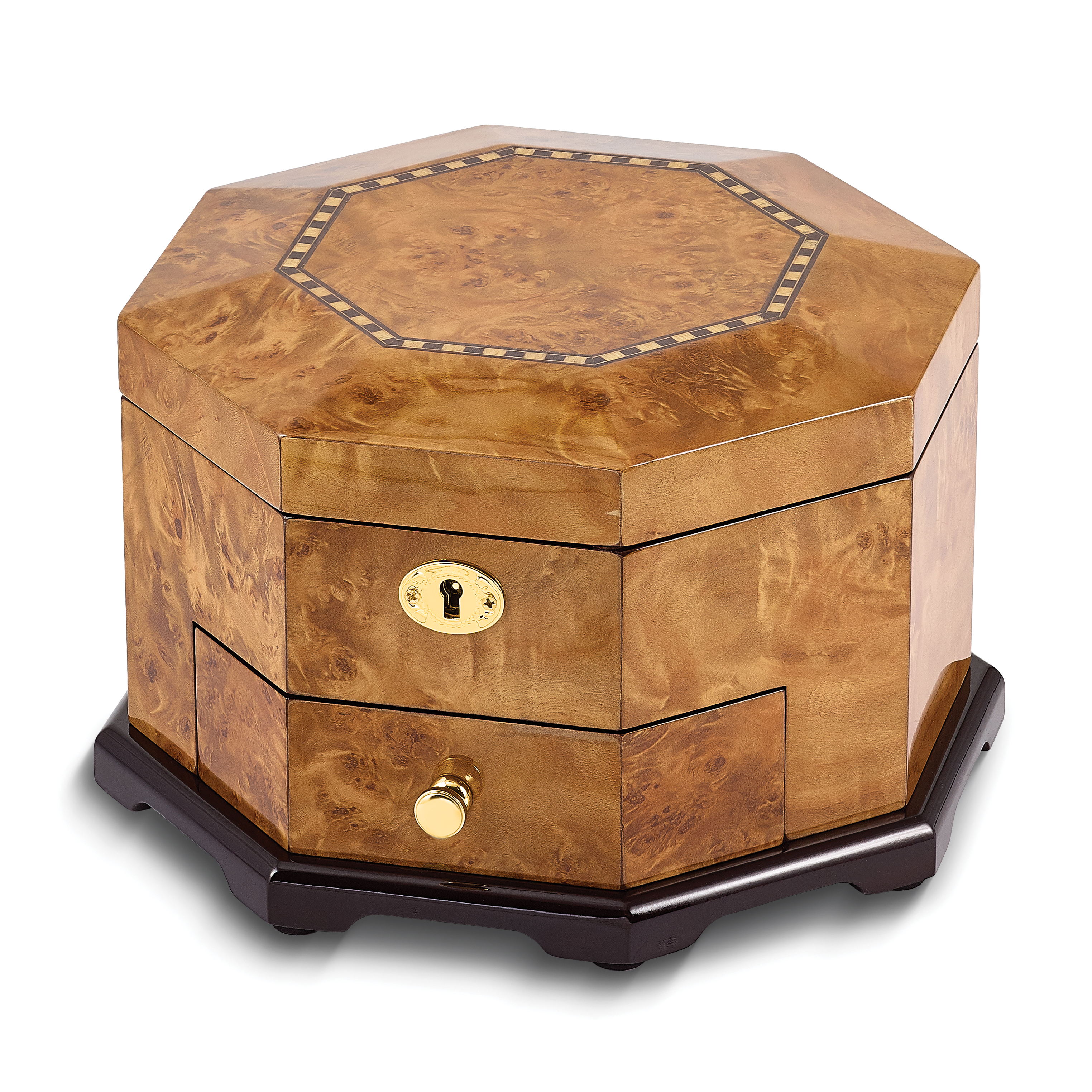 Octagonal Swivel Top Jewelry Box, Scroll Cut, Filigree, selling Floral, Exotic Padauk Wood, Handcrafted Jewelry Box