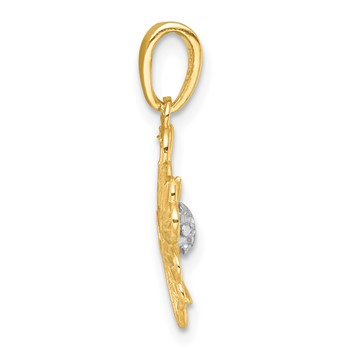 14k with White Rhodium Polished Fancy Pierced Flower Charm — alternate view