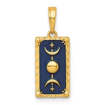 14k Polished Blue Enamel Moon Cycle Charm