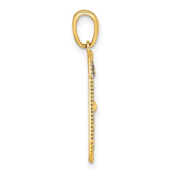 14k with White Rhodium Polished Blue Enamel Sun Moon and Stars Charm — alternate view