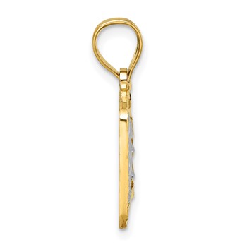 14k Polished with Rhodium Diamond-cut 100 Dollar Bill Pendant — alternate view