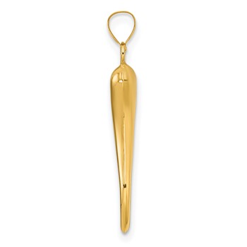 14k Polished Hollow 3-D Italian Horn Pendant — alternate view