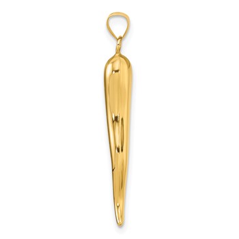 14k Polished Hollow 3-D Italian Horn Pendant — alternate view