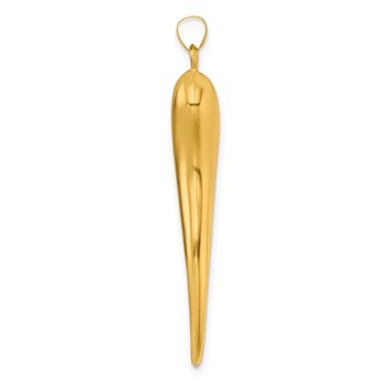 14k Polished Hollow 3-D Italian Horn Pendant — alternate view