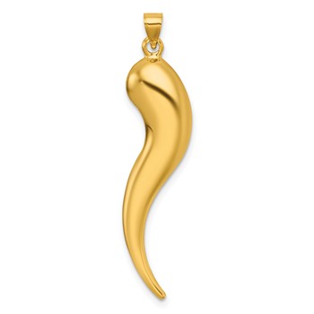 14k Polished Hollow 3-D Italian Horn Pendant