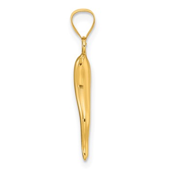 14k Polished Hollow 3-D Italian Horn Pendant — alternate view