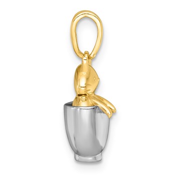 14k with White Rhodium Polished 3-D Cat In Mug Charm — alternate view