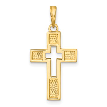 14K Polished Cut-Out Latin Cross Charm