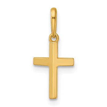 14k Polished Knife Edge Top Latin Cross Charm / Pendant