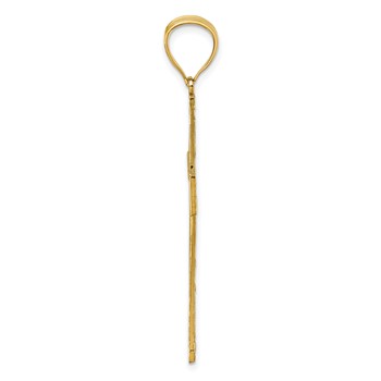 14k and White Rhodium Polished Diamond-cut Textured Fancy Latin Cross Pendant — alternate view