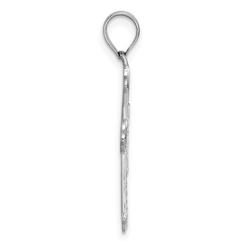 14k Polished White Gold Diamond-cut Fancy Budded Cross Pendant — alternate view