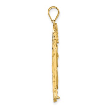14k Polished CZ Standing Saint Jude Figure Pendant — alternate view