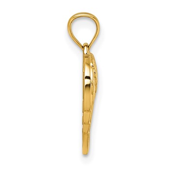 14k Polished and Diamond-cut Cut-out Wings In Heart Shape Pendant — alternate view