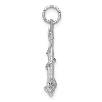 14K White Gold Solid Polished 3-D Anchor with Rope Charm — alternate view
