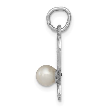 14K White Gold Tennis Racquets with Freshwater Cultured Pearl Ball Charm — alternate view