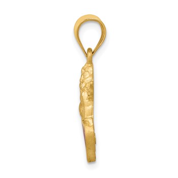 14k Red Enameled Angel on Heart Pendant — alternate view