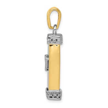 14K Two-Tone 3-D Mezuzah with Shin Pendant — alternate view