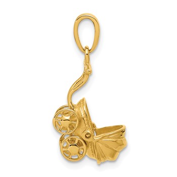 14k 3-D Baby Carriage Charm — alternate view