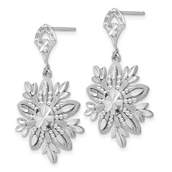 14k White Gold Fancy Snowflake Dangle Post Earrings — alternate view