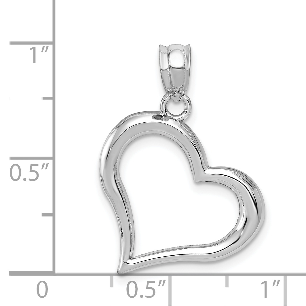 Open Dangling Heart Pendant Charm Real 14k White Gold 25x19mm Solid detailed image 3