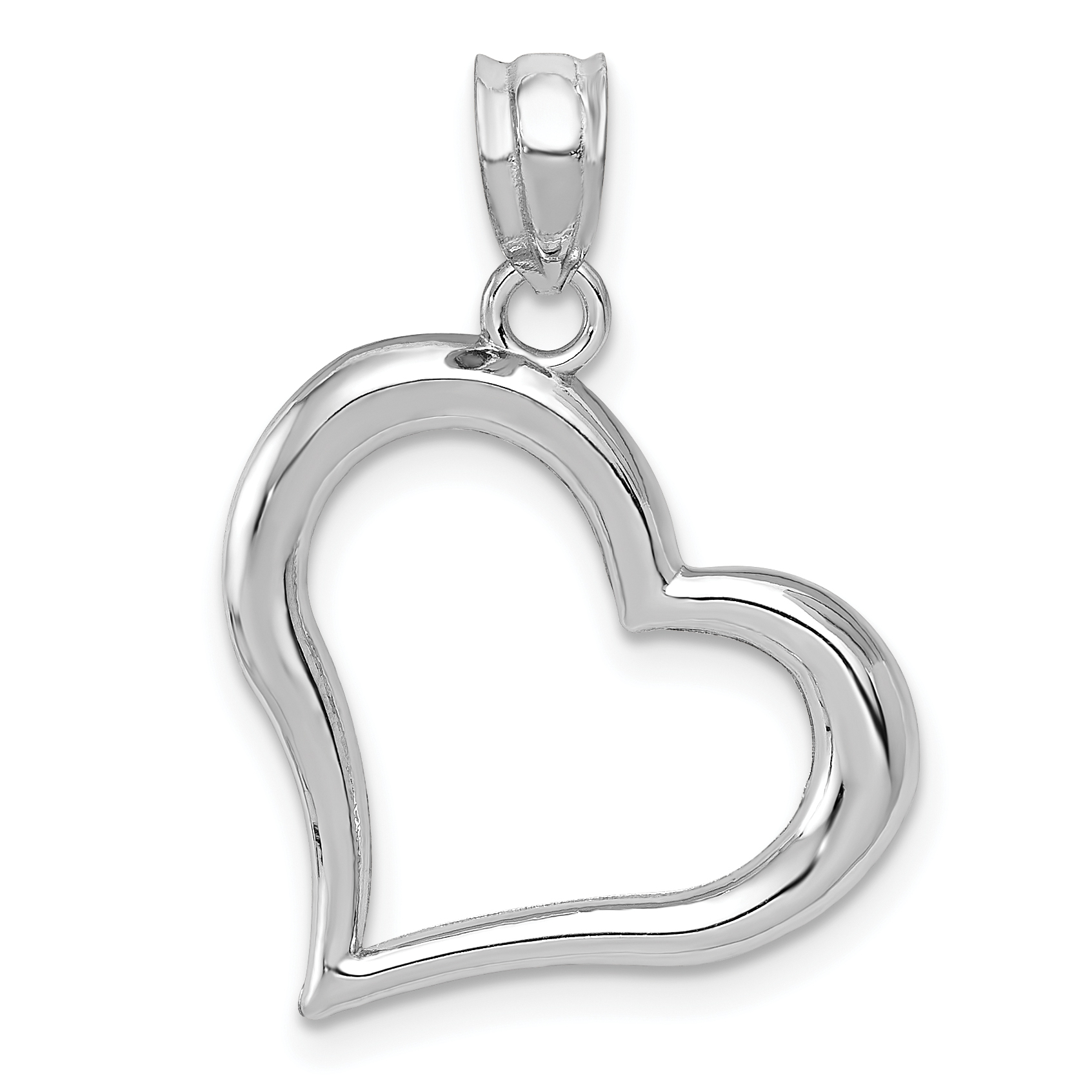 Open Dangling Heart Pendant Charm Real 14k White Gold 25x19mm Solid main product image