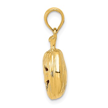 14k Enameled Inside 3-D Cut-Out Jack-o-Lantern Pendant — alternate view