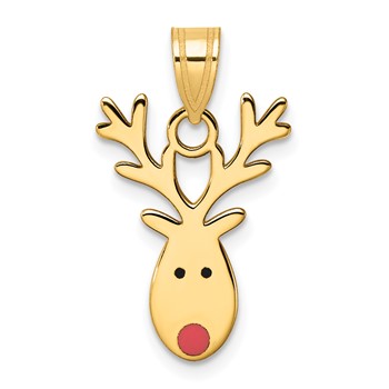 14k Enameled Red-Nosed Reindeer Charm