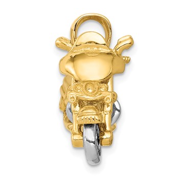 14k Two-tone 3-D Motorcycle with Moveable Wheels Pendant — alternate view
