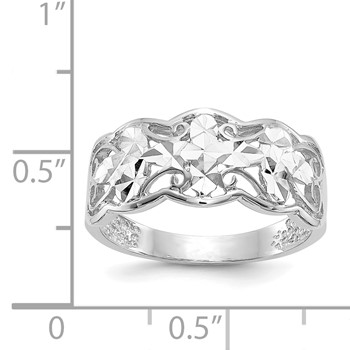 14k White Gold Diamond-cut Wave Ring — alternate view