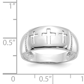 14k White Gold Polished 3 Cross Cut-out Ring — alternate view