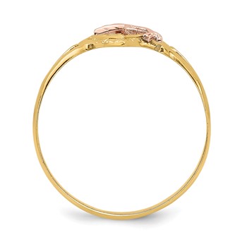 14K Yellow and Rose Gold with White Rhodium Dolphin In Heart Ring — alternate view