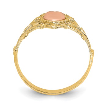 14k Two-tone Heart and Filigree Ring — alternate view