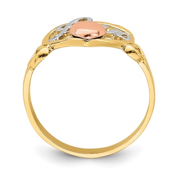 14k Yellow and Rose Gold with White Rhodium LOVE Heart Ring — alternate view