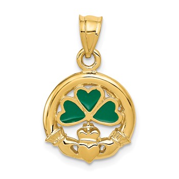 14k Enameled Claddagh Charm