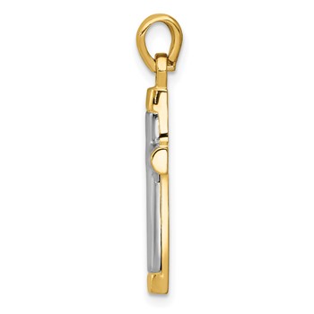 14k and White Rhodium Cross Pendant — alternate view