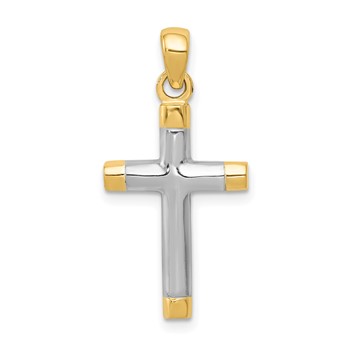 14k and White Rhodium Cross Pendant