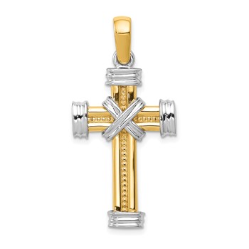 14k Two-tone Center -X- Latin Cross Pendant