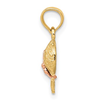 14k Two-tone Baby Rattle Pendant — alternate view